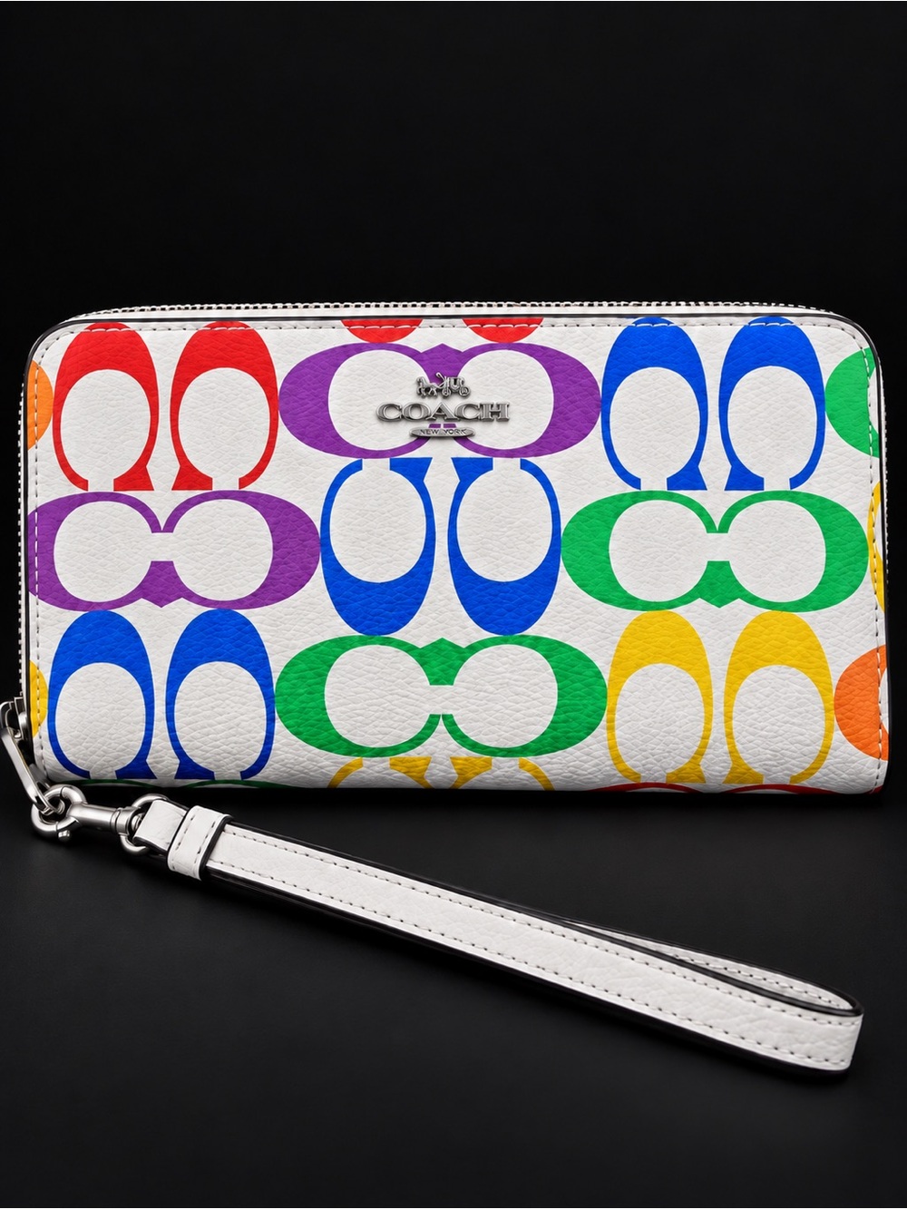 COACH Rainbow Pride Signature Canvas Zip Around Wristlet Wallet Limited Edition
